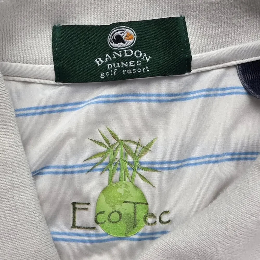 Bandon Dunes Golf Resort Eco Tek Striped Polo Size Large
